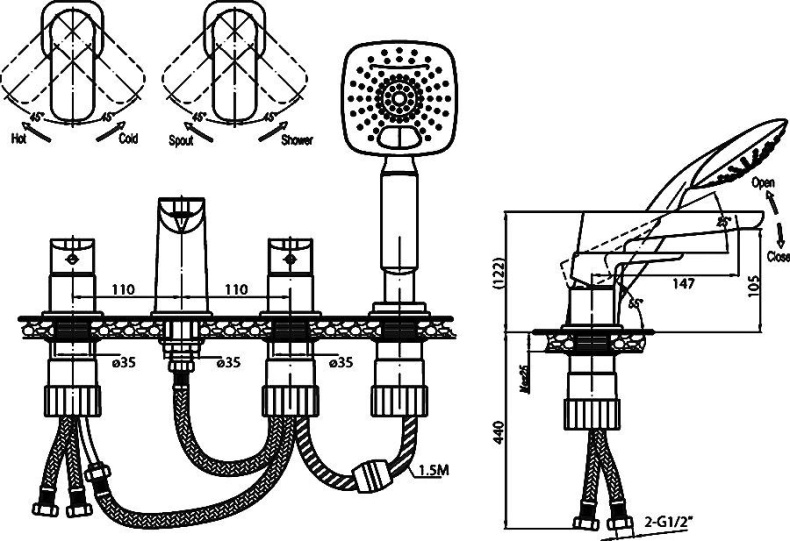 Смеситель Cezares Grace C BVD 01 на борт ванны GRACE-C-BVD-01 - 1