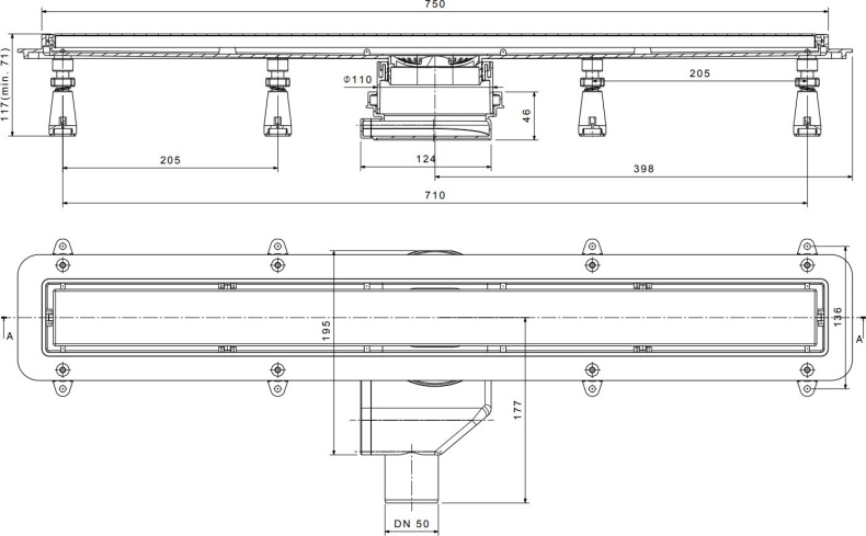 Душевой лоток Pestan Confluo Premium Line 750 белое стекло/сталь 13000284 - 5
