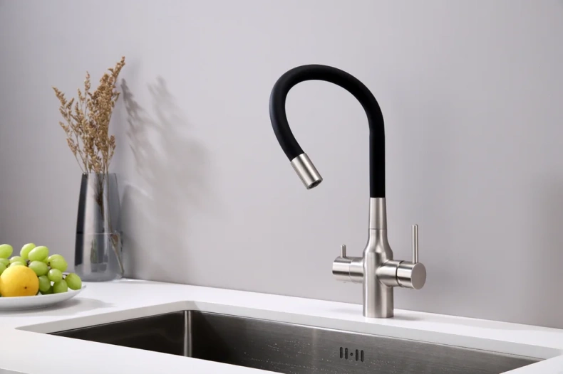 Смеситель для кухни Paulmark Salix с гибким изливом сталь - черный матовый Sa213419-NI - 6