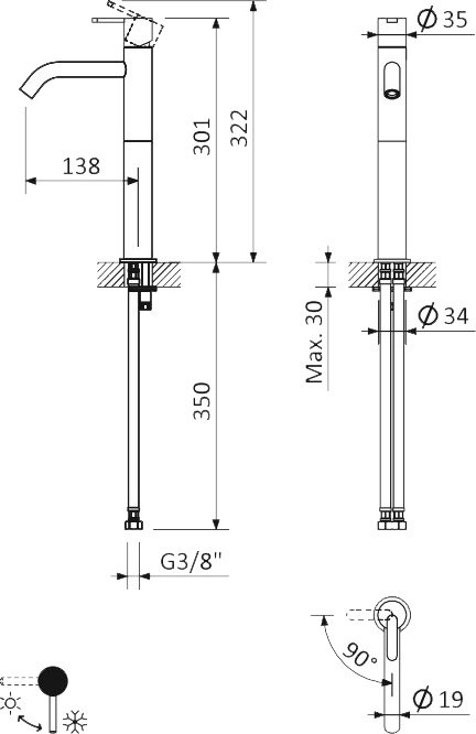 Смеситель Cezares Leaf LC2-01-W0 для раковины LEAF-LC2-01-W0 - 1