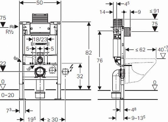Система инсталляции для унитазов Geberit Omega 12 111.003.00.1 - 3
