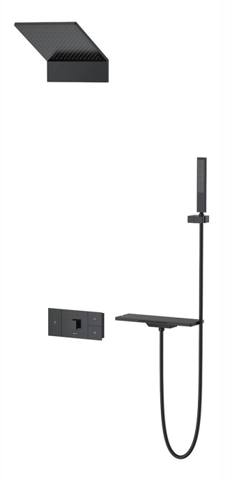 Душевой комплект Vincea Futura с термостатом черный VSFW-2F11TMB - 0