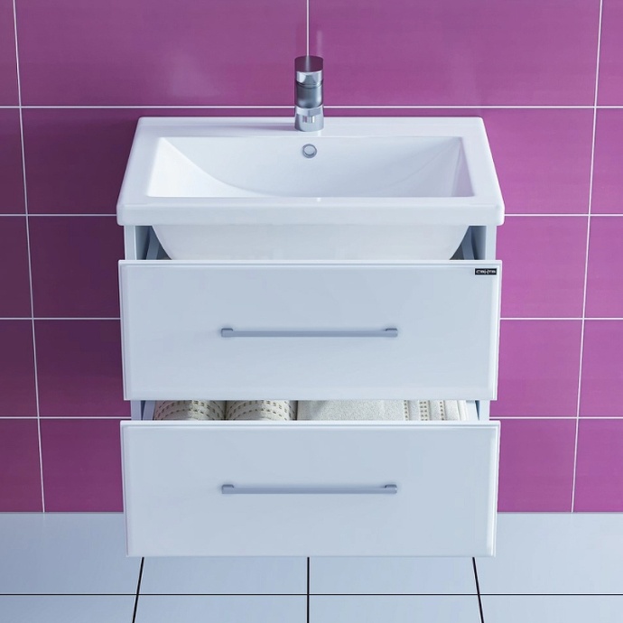 Тумба с раковиной подвесная Санта Омега 60 белый - 1
