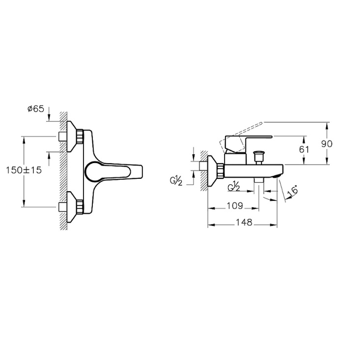 Смеситель для ванны Vitra Win S хром A42676EXP - 2