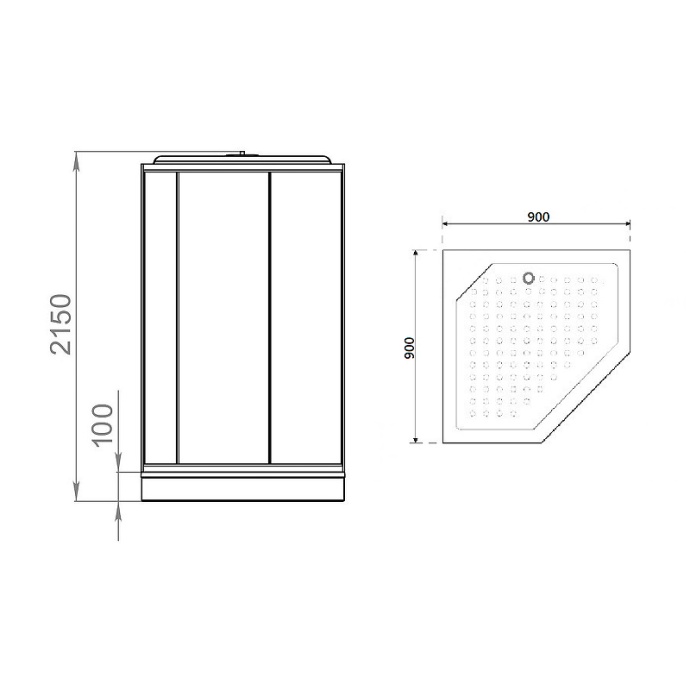 Душевая кабина Parly Penta 90х90 хром стекло матовое P911F - 1