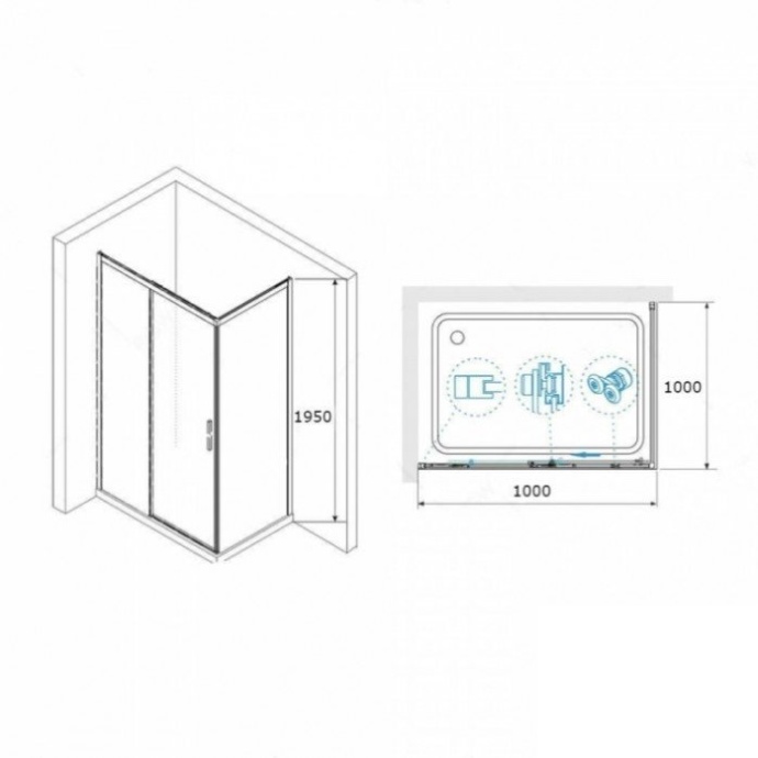 Душевой уголок RGW Leipzig LE-41B 100х100 профиль черный стекло прозрачное 34124100-014 - 2