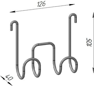 Крючок DIWO Смоленск П16537 двойной, хром - 4