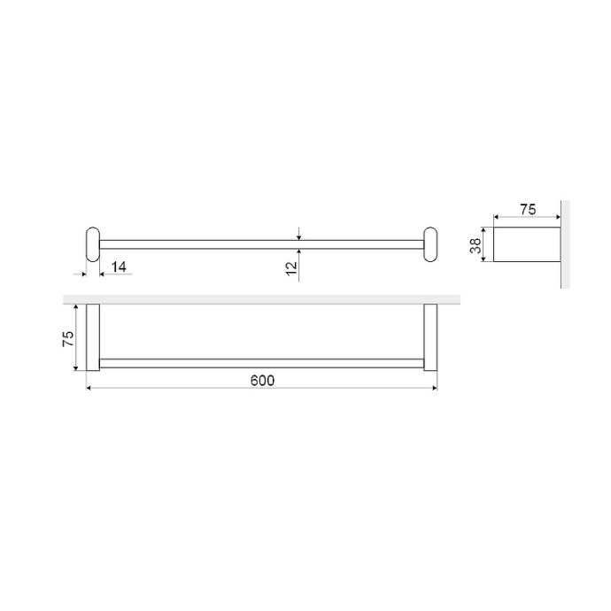 Полотенцедержатель одинарный EXCELLENT Kobo 60 хром DOEX.1711CR - 3