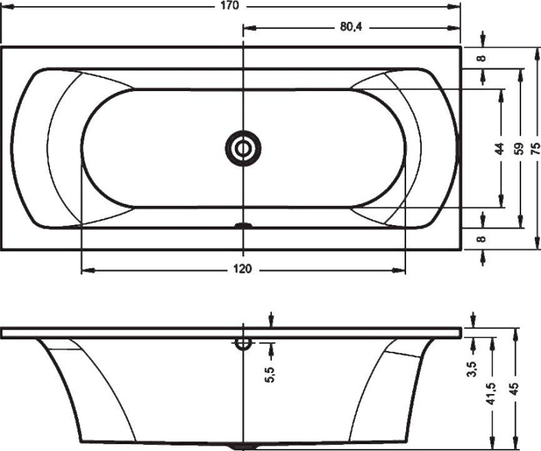 Акриловая ванна Riho Lima 170 R B051001005 - 1