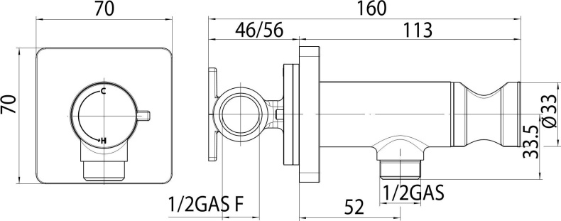 Гигиенический душ Bossini Cube Brass со смесителем E38001B E38001B.030 - 1
