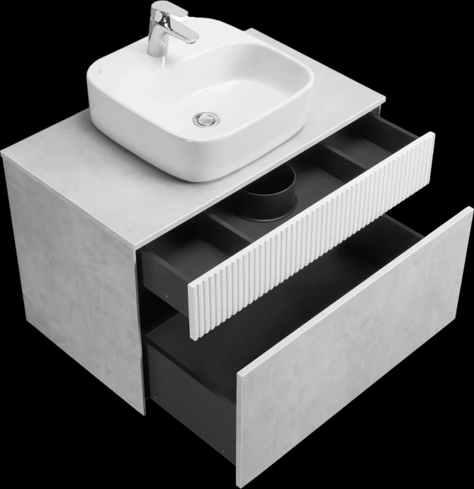 Тумба с раковиной Aquaton Марбл 80 белый-серый 1A2762K0MH4C0 - 2