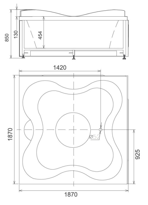 Акриловая ванна Gemy 187х187 с гидромассажем  G9089 O L - 5