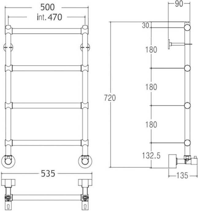 Полотенцесушитель водяной Margaroli Sole 442-4 золото 4424704GON - 3