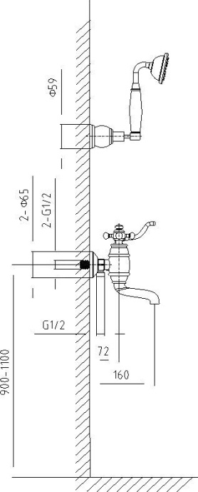 Смеситель Timo Lina 7034/02Y antique, для ванны с душем - 2