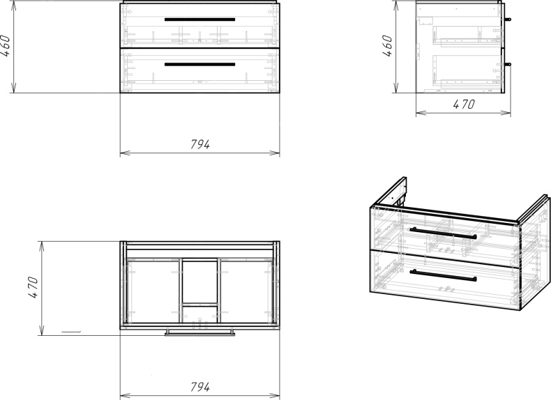 Тумба для комплекта Cersanit Lara 80 SB-SZ-LARA-CO80/Wh - 2