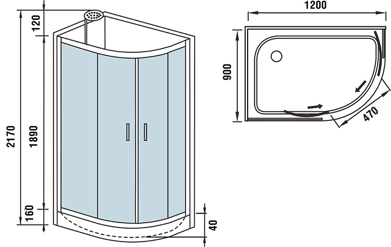 Душевая кабина Weltwasser WW500 WERRA 1201 L 120x90 хром  10000003234 - 7