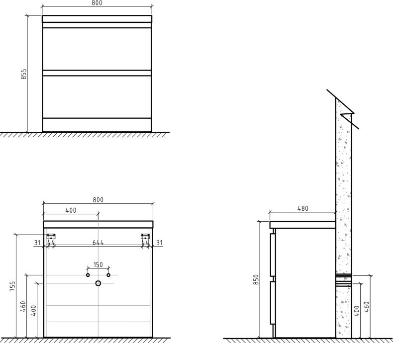 Тумба для комплекта BelBagno Energia-N 80 bianco lucido напольная ENERGIA-N-800-2C-PIA-BL - 3