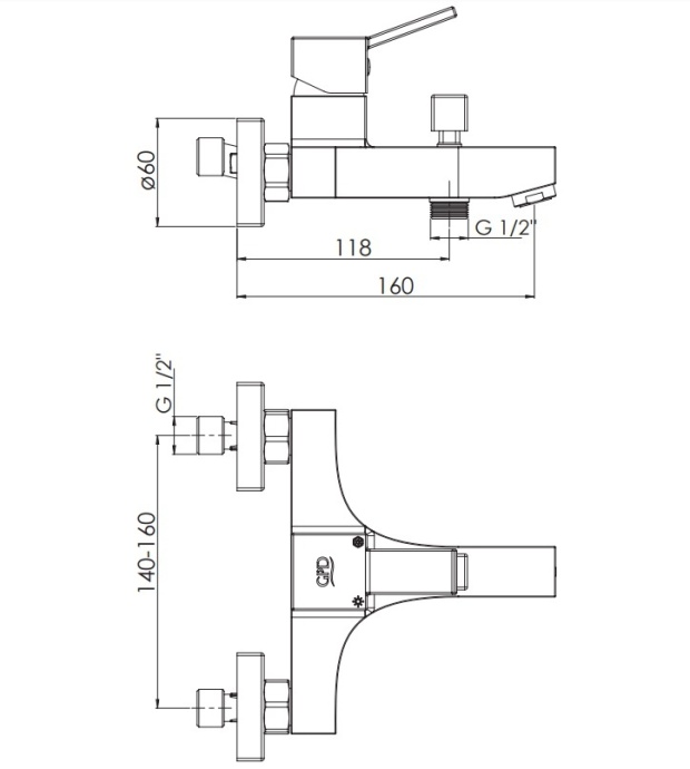 Смеситель для ванны GPD Tulilo хром MBB135 - 1