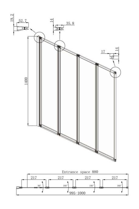 Шторка на ванну Ambassador Bath Screens 16041111L 100х140 - 5