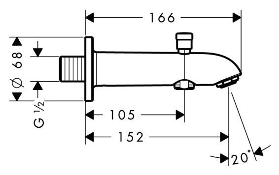 Излив для ванны Hansgrohe  15.2 см  13423000 - 1