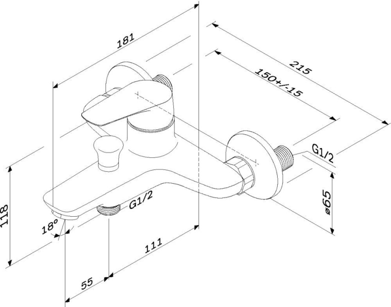Смеситель AM.PM Joy F85E10000 для ванны с душем - 1