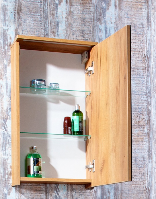 Зеркало-шкаф Бриклаер Фостер 40 R, дуб золотой, с подсветкой 4627125414695 - 2