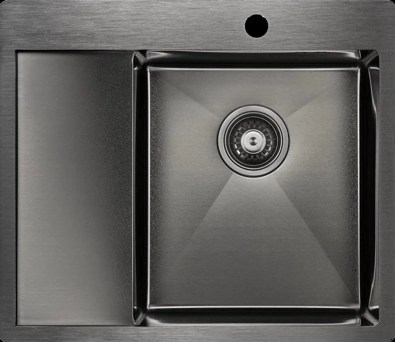 Мойка кухонная Paulmark Flank R 59 темный хром PM225951-GMR - 0