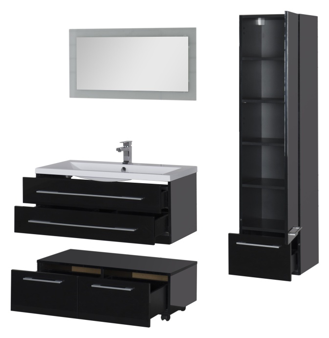 Тумба Aquanet Нота 100 подкатная, черная 170734 - 23