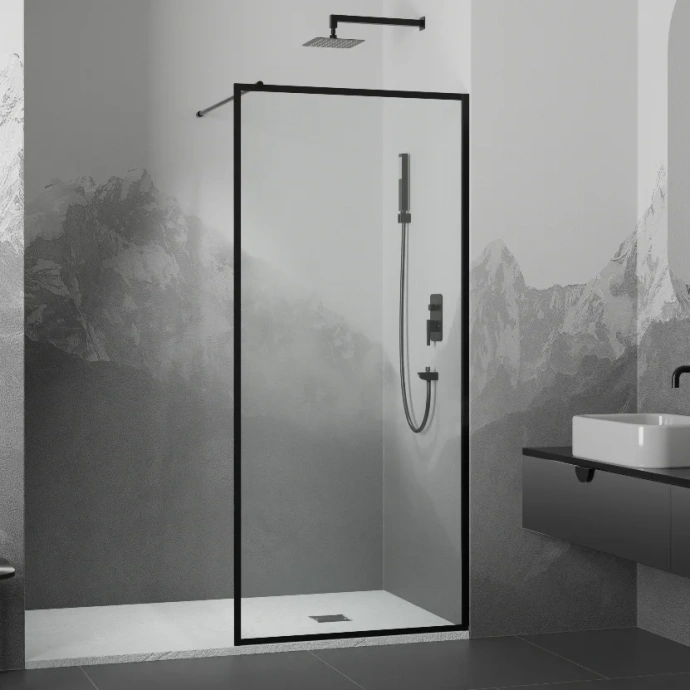 Душевая перегородка RGW Walk In WA-012B 80х200 профиль черный стекло прозрачное 35101280-84 - 0