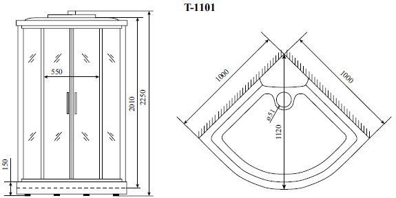 Душевая кабина Timo Standart T-1101 P - 3