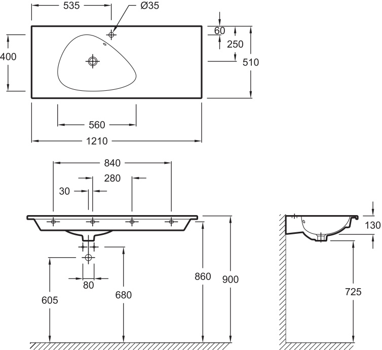Раковина Jacob Delafon Nouvelle Vague EXAP112 120 см, белая EXAP112-00 - 4