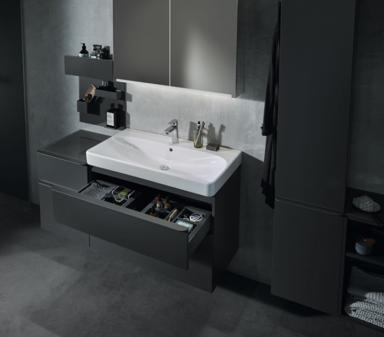 500.354.JK.1 Geberit Smyle Square Шкафчик под раковину с двумя выдвижными ящиками, для раковины 90 см, высота 61.7 см, темно-серый матовый - 4