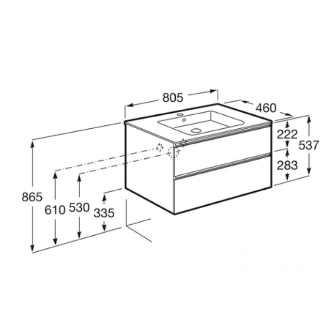 THE GAP Модуль д/раковины 800 мм, 2 ящика, белый глянец 857551806 - 1