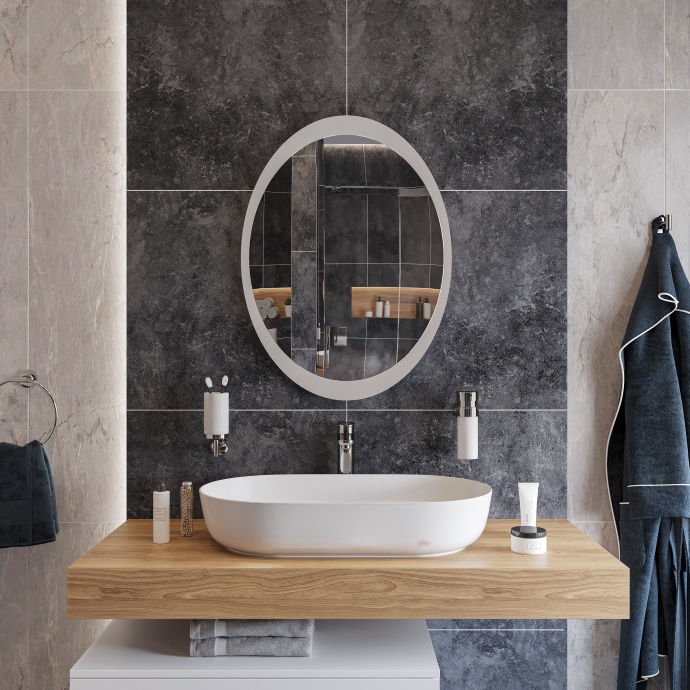 Зеркало DIWO Ярославль 57 с подсветкой, овальное, сенсорный выключатель, в современном стиле ЗЛП1740 - 2