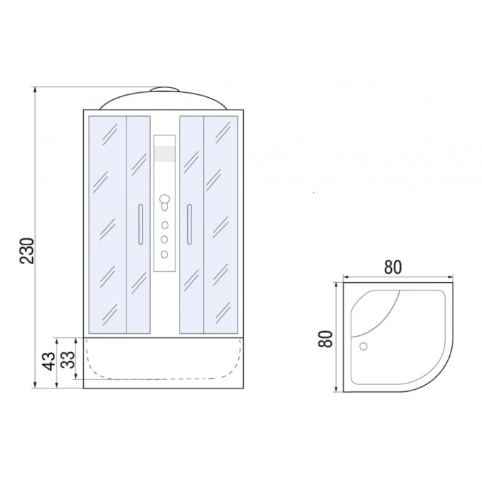 Душевая кабина с поддоном River Nara XL 80/43 MT  10000006214 - 3