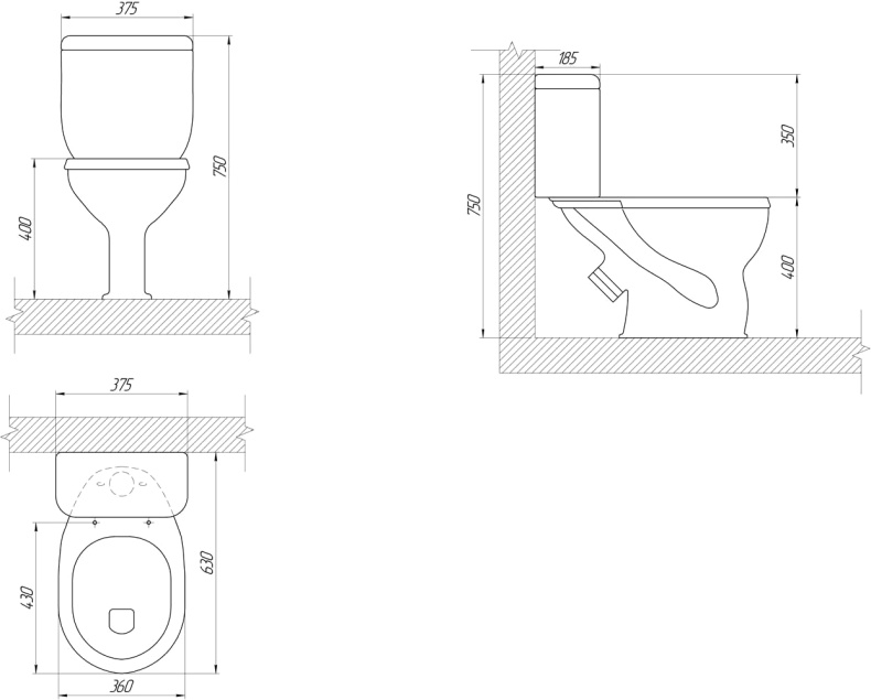 Унитаз-компакт DIWO Ростов 0401 , напольный , с бачком , с косым выпуском , фаянс 549213 - 8