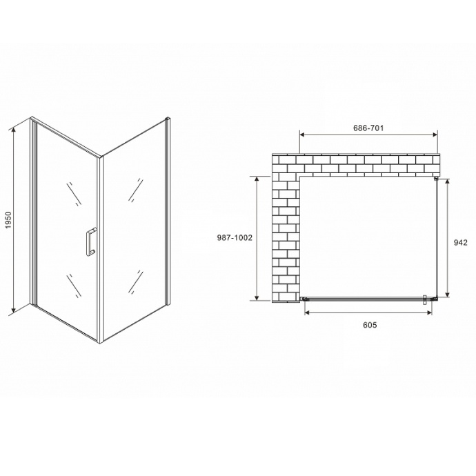Душевой уголок Abber Sonnenstrand 70х100 хром стекло матовое AG04070M-S100M - 1
