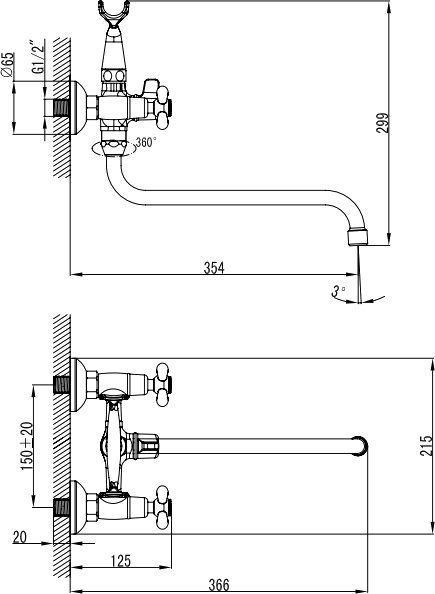 Смеситель для ванны с керамическим дивертором, Jeals, IDDIS, JEASBL2i10 - 1