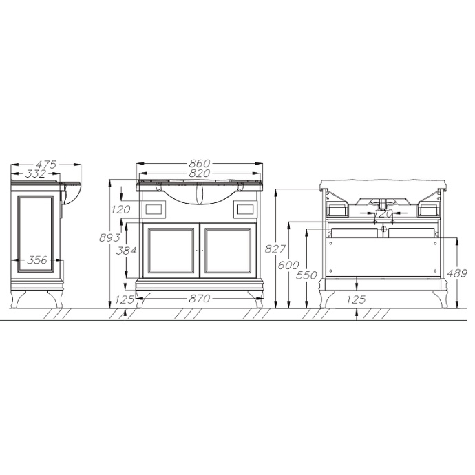 Тумба под раковину Opadiris Борджи 85 темное дерево 00-00006743 - 4