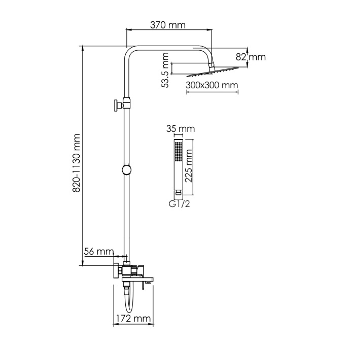 Душевая система WasserKraft 30 хром  A177.118.103.087.CH - 2