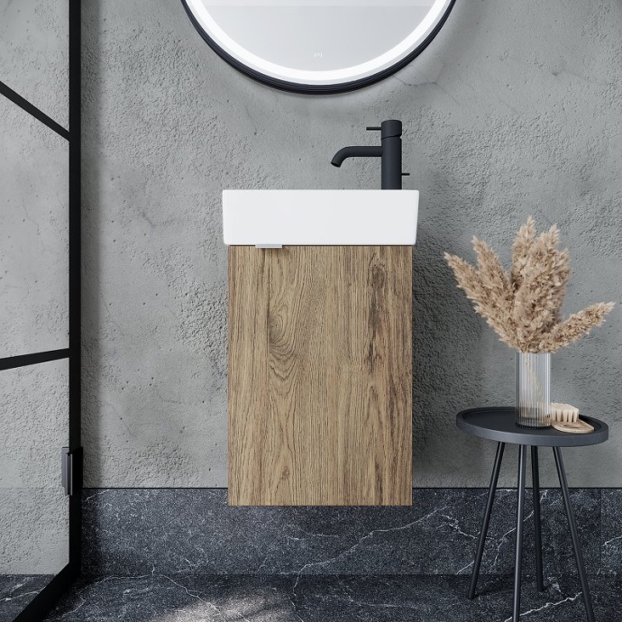 Тумба под раковину подвесная правая Sancos Mini 37 светлое дерево MN35ECHR - 1