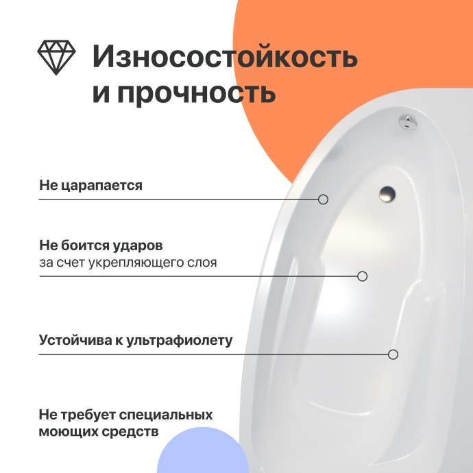 Акриловая ванна DIWO Валдай 150x95 L с каркасом 567929 - 2