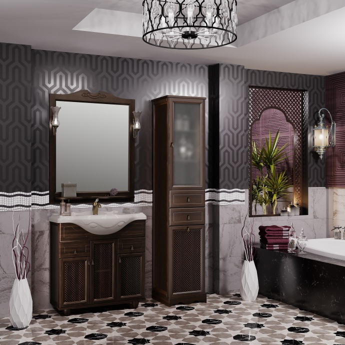 Тумба с раковиной Opadiris Тибет 85 с декоративной решеткой, нагал - 1