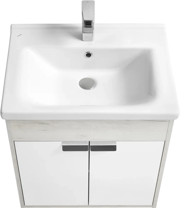 Тумба с раковиной Aquaton Флай 60 белый-светлое дерево 1A2373K0FAX10 - 1