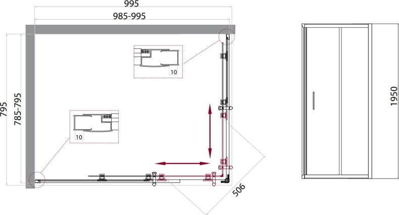 Душевой уголок BelBagno Uno-195 AH 2 100/80 C Cr UNO-195-AH-2-100/80-C-Cr - 1