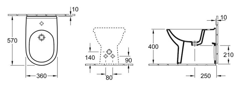 Биде напольное Villeroy & Boch O'Novo (5461 00 01) 54610001 - 2
