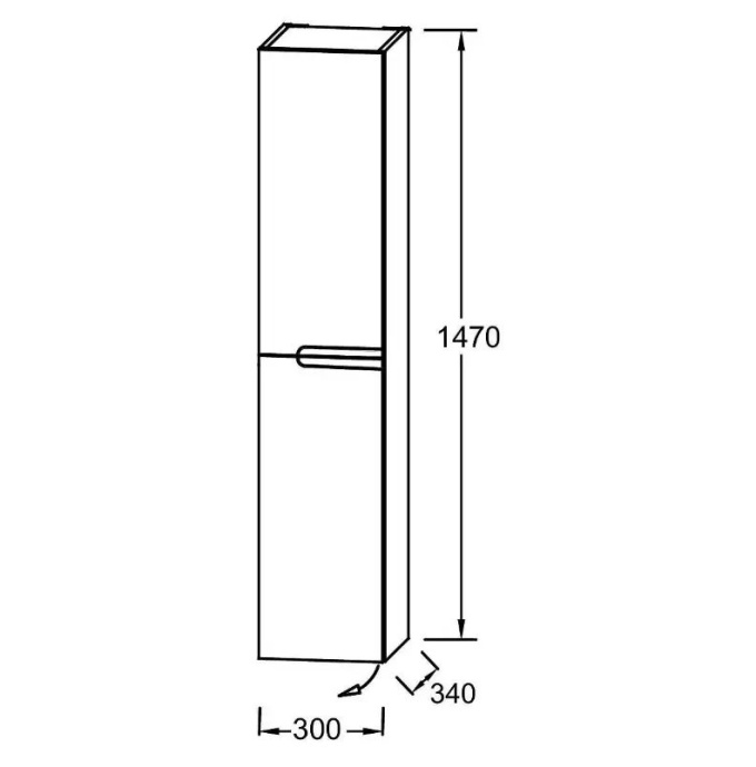 EB1892LRU-G98 Nona  Колонна 147х34 см, шарниры слева, глянцевый темно-синий - 1