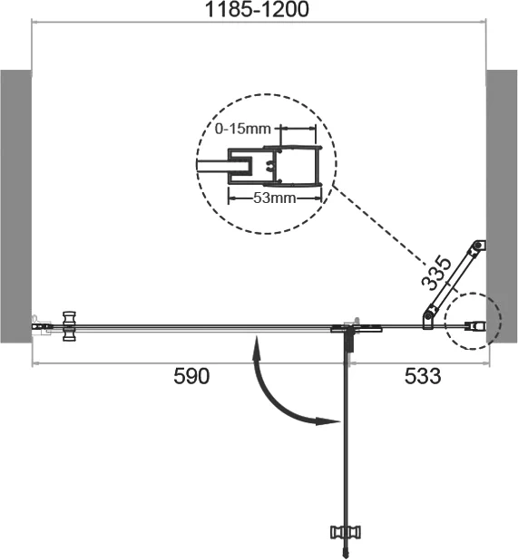 Душевая дверь BelBagno Kraft 120 хром  KRAFT-B-12-60/60-C-Cr-R - 7