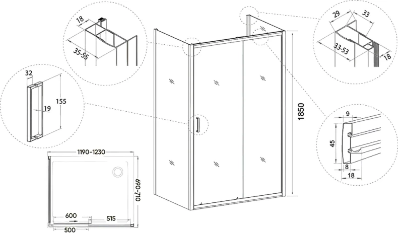 Душевой уголок Veconi Rovigo RV-046 120х70 см профиль хром  RV046-12070-01-C5 - 2
