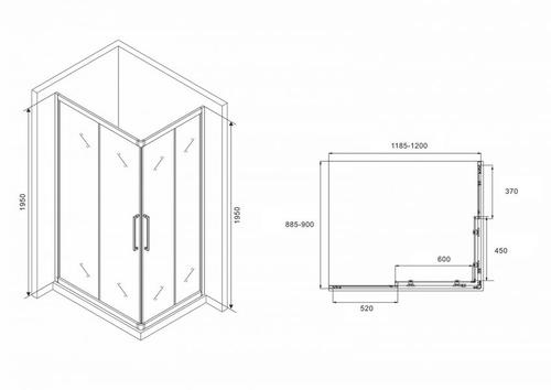 Душевой уголок Abber Schwarzer Diamant 120х90 черный, матовый  AG02129BH - 2